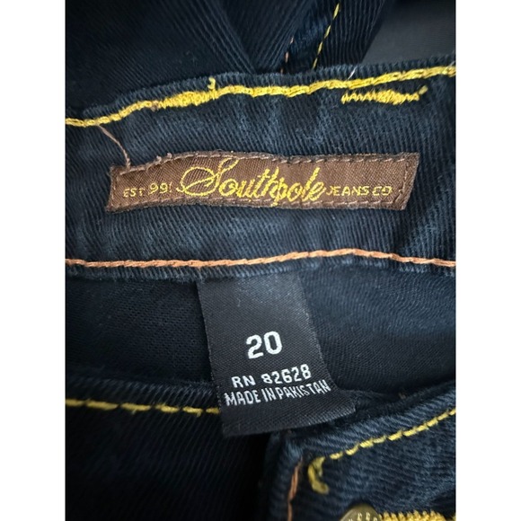 Southpole Jeans Womens 20 Blue Dark Wash Wide Leg Baggy Embroidered Pockets - Picture 6 of 7